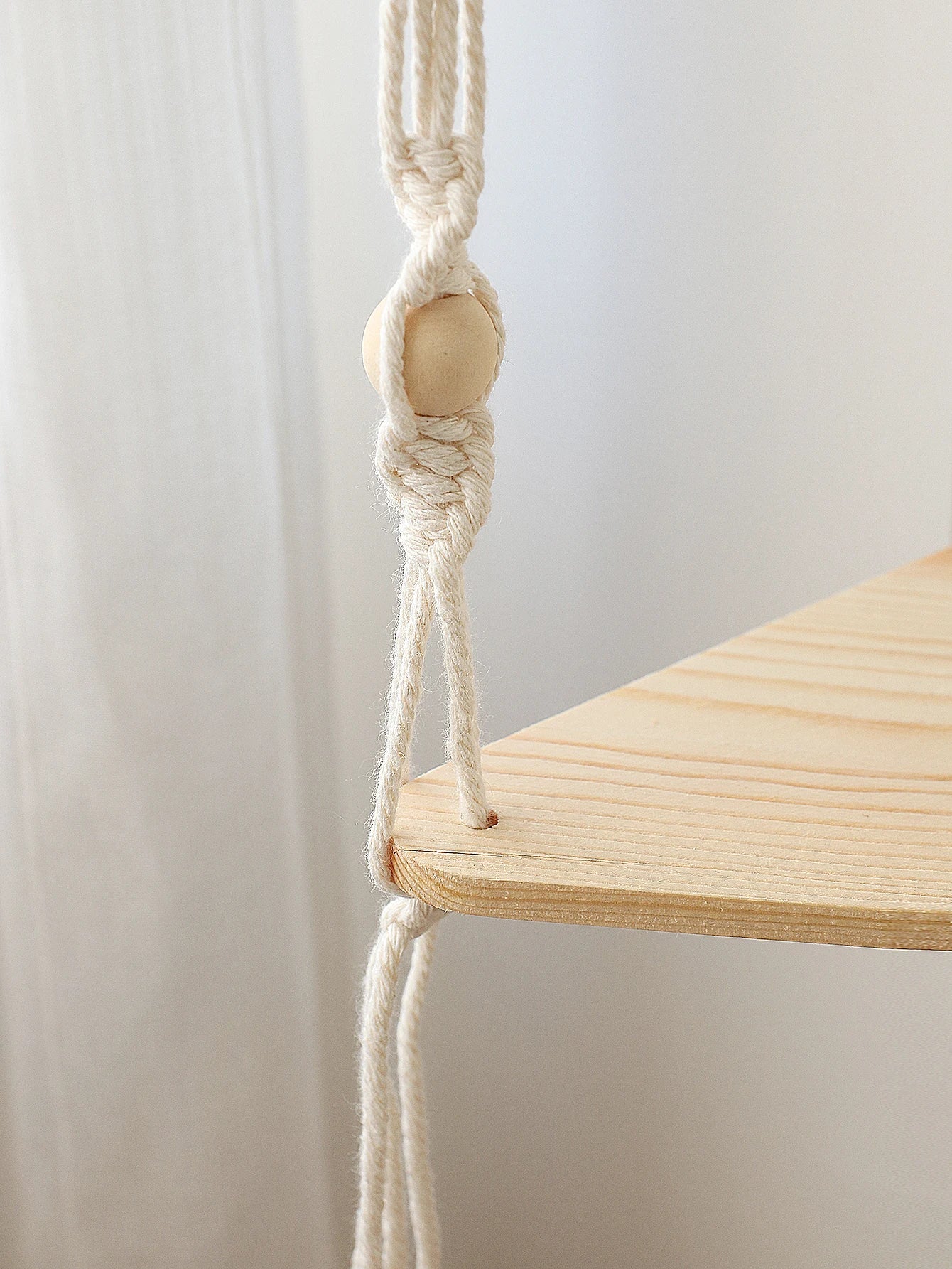 DecorBites™ Wooden Corner Shelf with Macrame - Boho Wall Decor