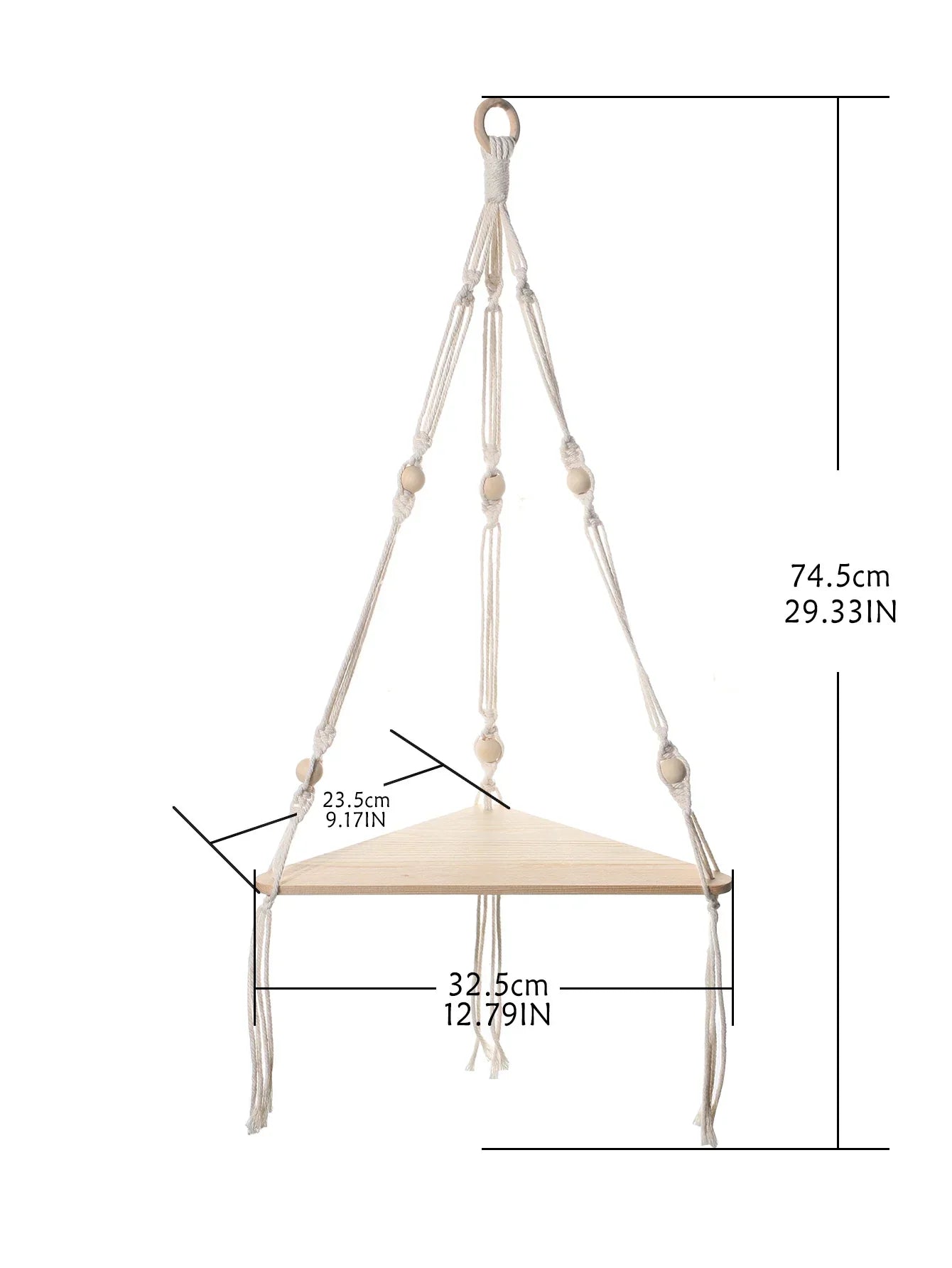 DecorBites™ Wooden Corner Shelf with Macrame - Boho Wall Decor