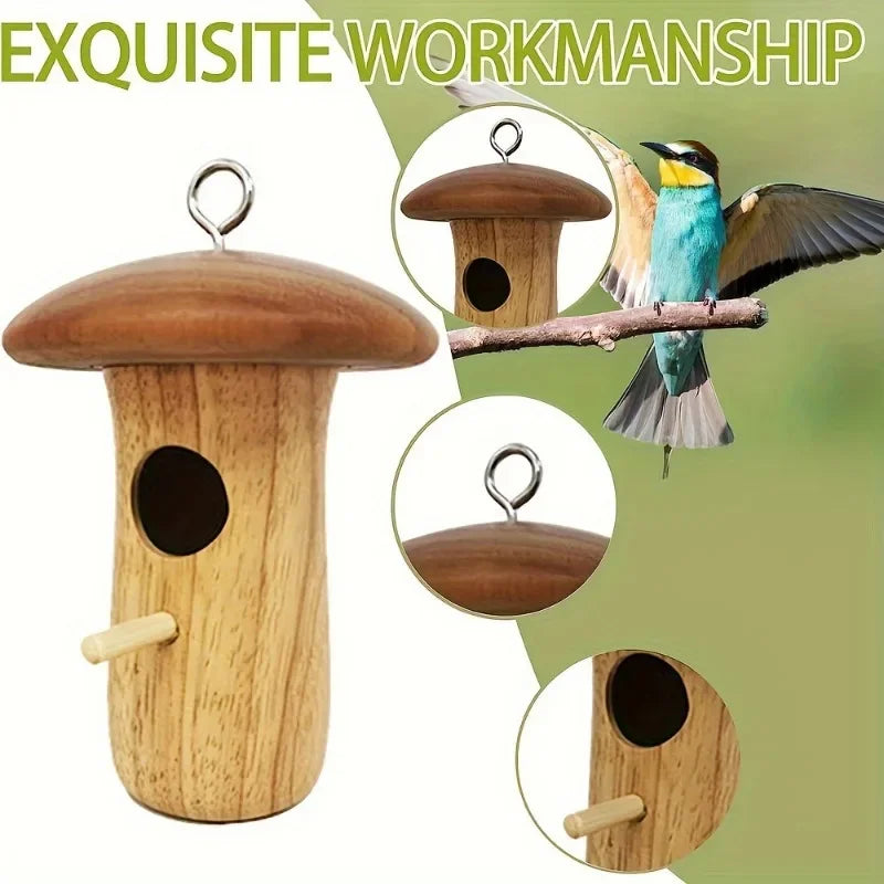 DecorBites™ Wooden Hanging Hummingbird House Feeder