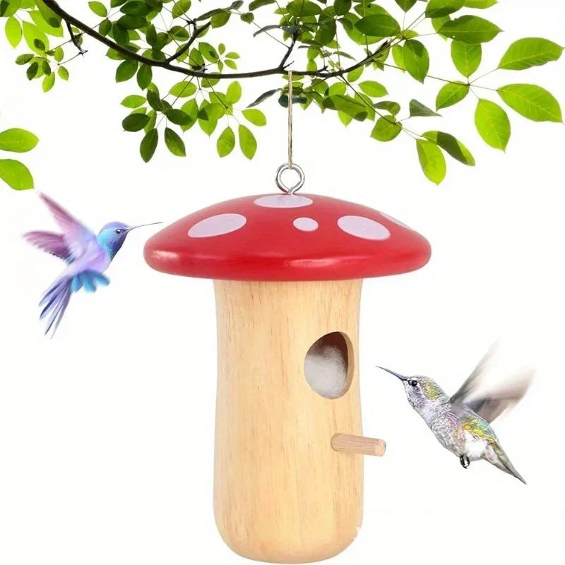DecorBites™ Wooden Hanging Hummingbird House Feeder