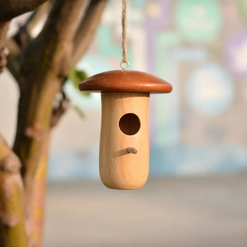DecorBites™ Wooden Hanging Hummingbird House Feeder