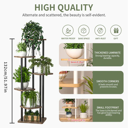 DecorBites™ Wooden Plant Stand Shelf Tiered Flower Pot Display