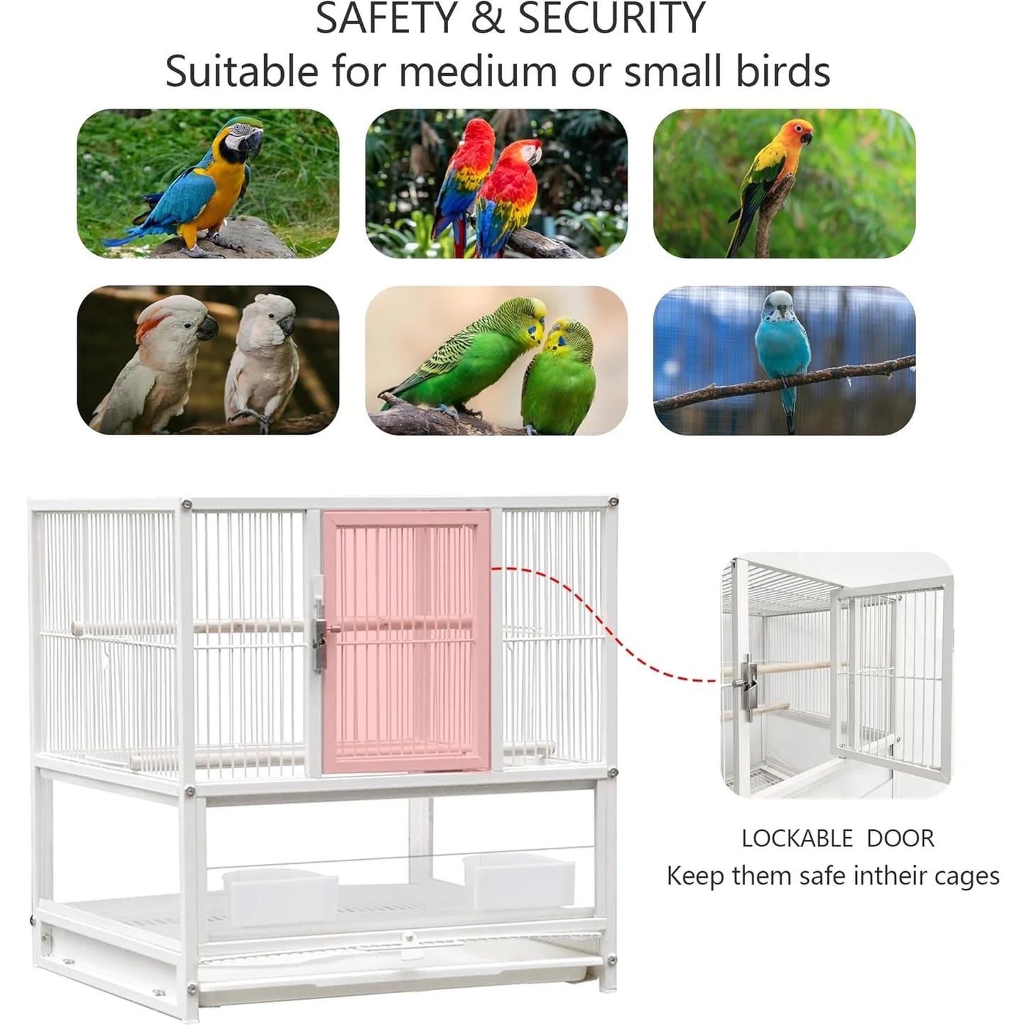 DecorBites™ Wrought Iron Bird Cage for Conures, Lovebirds - 30 Inch
