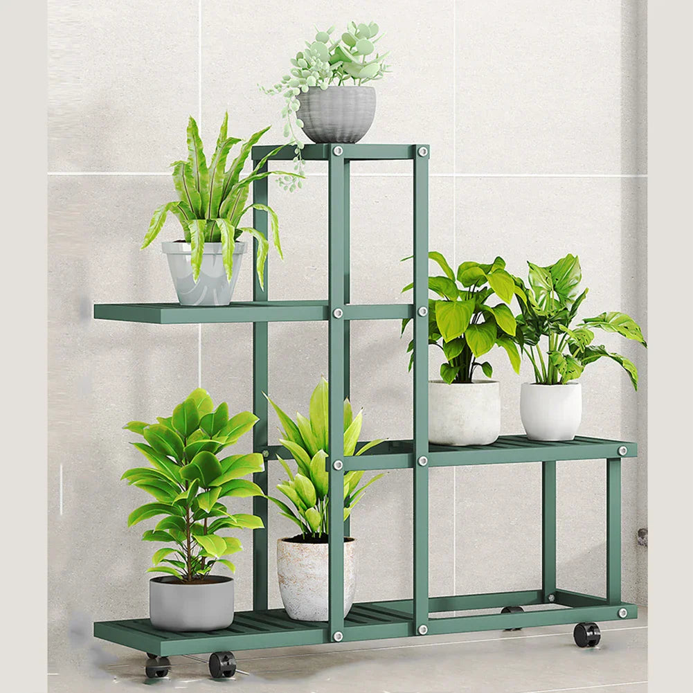 DecorBites™ Wrought Iron Plant Stand with Wheels