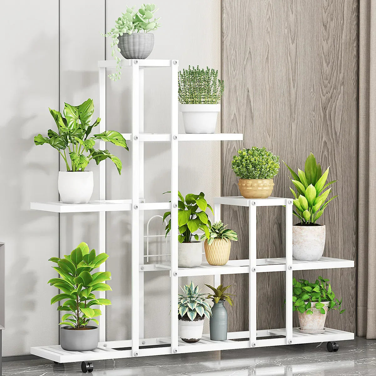 DecorBites™ Wrought Iron Plant Stand with Wheels