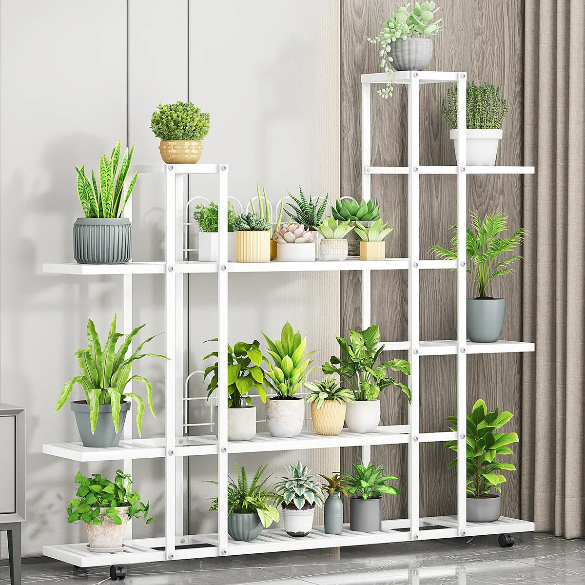 DecorBites™ Wrought Iron Plant Stand with Wheels